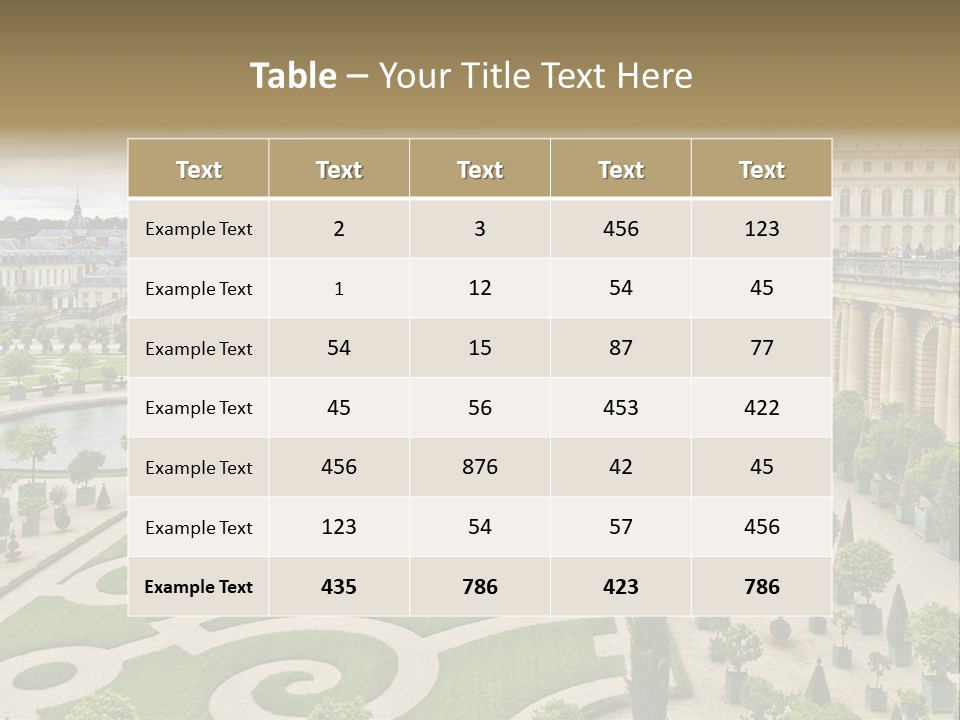 A View Of A Garden With A Fountain In The Middle Of It PowerPoint Template