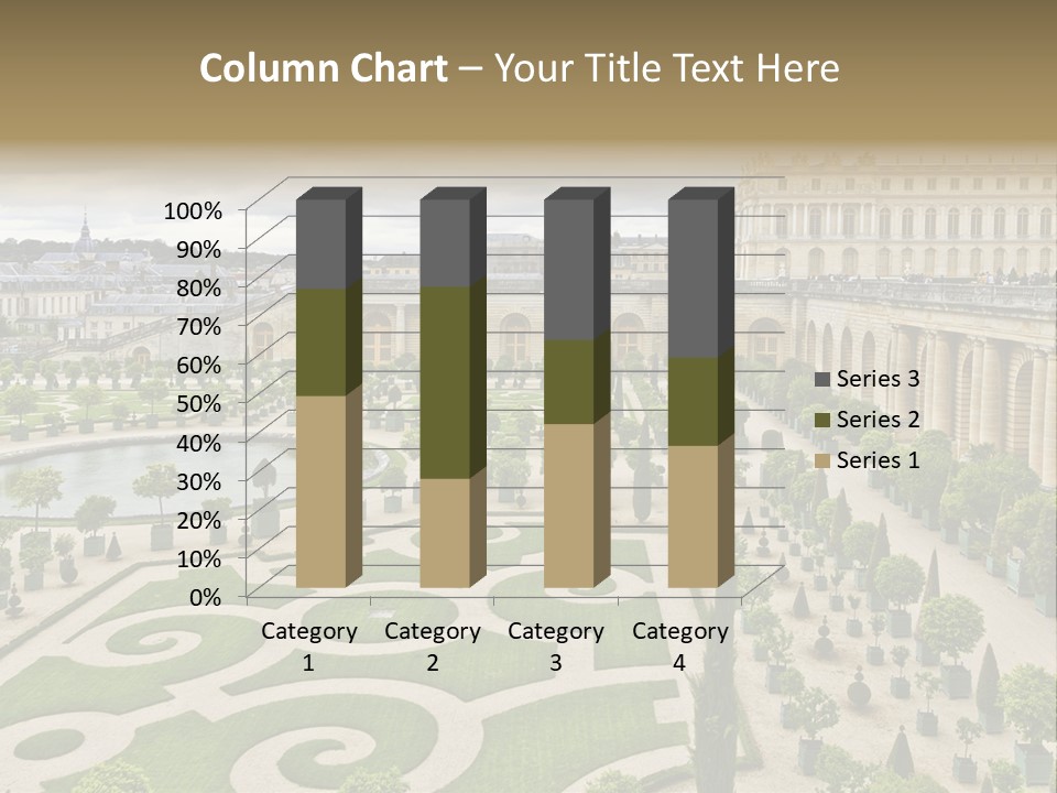A View Of A Garden With A Fountain In The Middle Of It PowerPoint Template