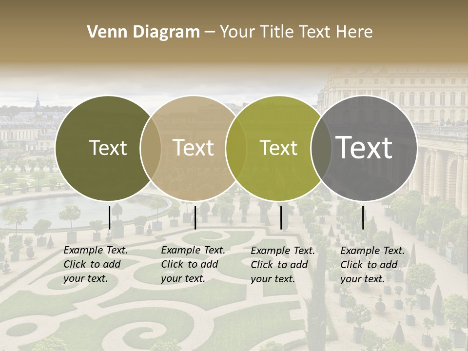 A View Of A Garden With A Fountain In The Middle Of It PowerPoint Template