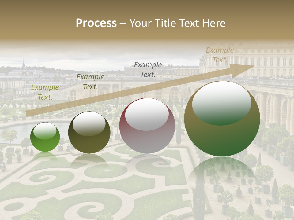A View Of A Garden With A Fountain In The Middle Of It PowerPoint Template