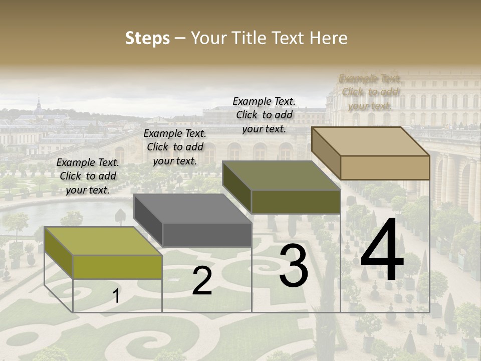 A View Of A Garden With A Fountain In The Middle Of It PowerPoint Template