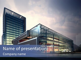 Blueprint Architectural Facade PowerPoint Template