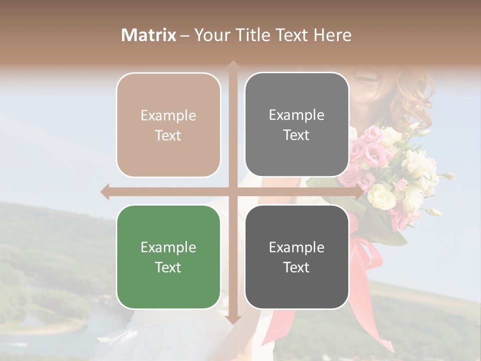 A Woman In A White Dress Holding A Bouquet Of Flowers PowerPoint Template