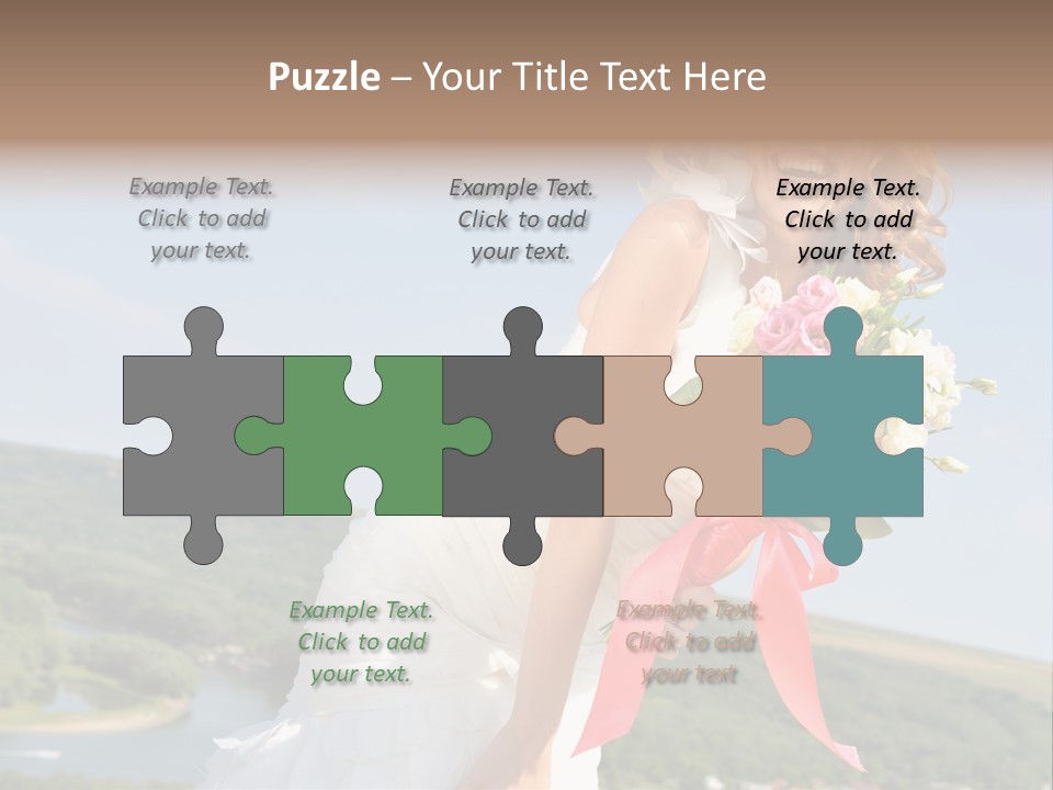 A Woman In A White Dress Holding A Bouquet Of Flowers PowerPoint Template