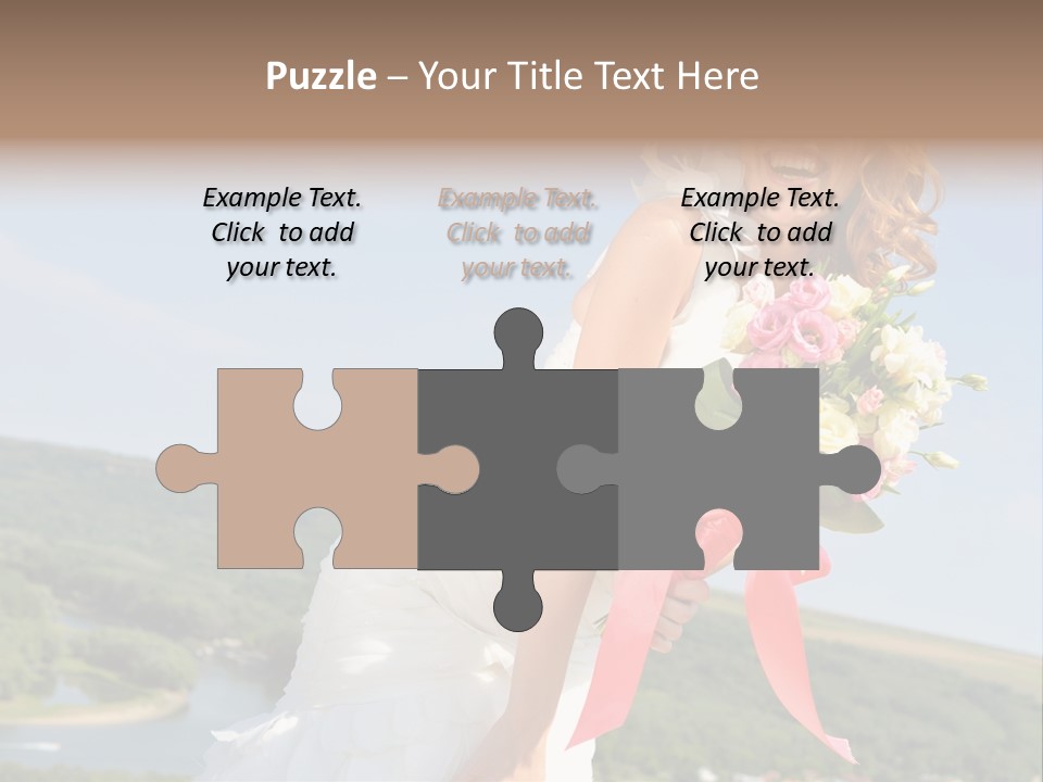 A Woman In A White Dress Holding A Bouquet Of Flowers PowerPoint Template