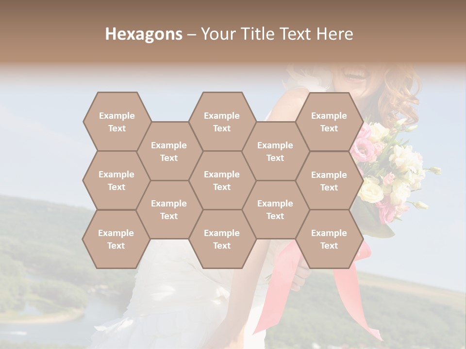 A Woman In A White Dress Holding A Bouquet Of Flowers PowerPoint Template