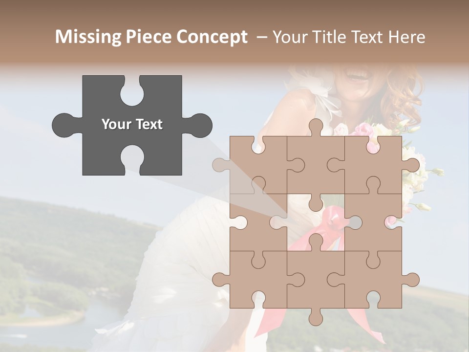 A Woman In A White Dress Holding A Bouquet Of Flowers PowerPoint Template