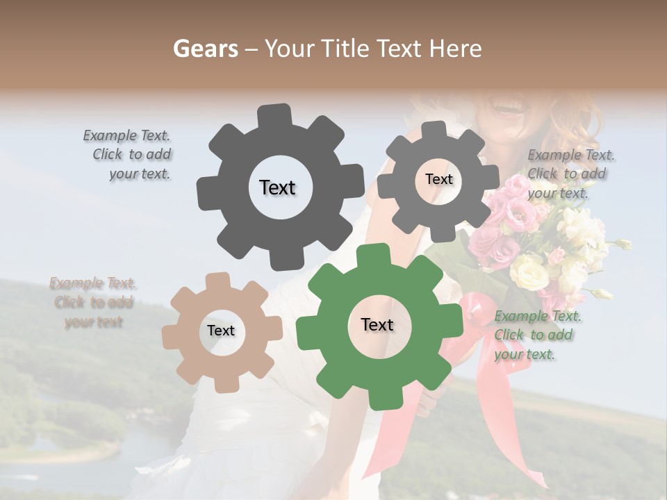 A Woman In A White Dress Holding A Bouquet Of Flowers PowerPoint Template