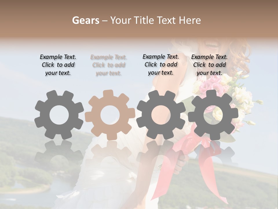 A Woman In A White Dress Holding A Bouquet Of Flowers PowerPoint Template