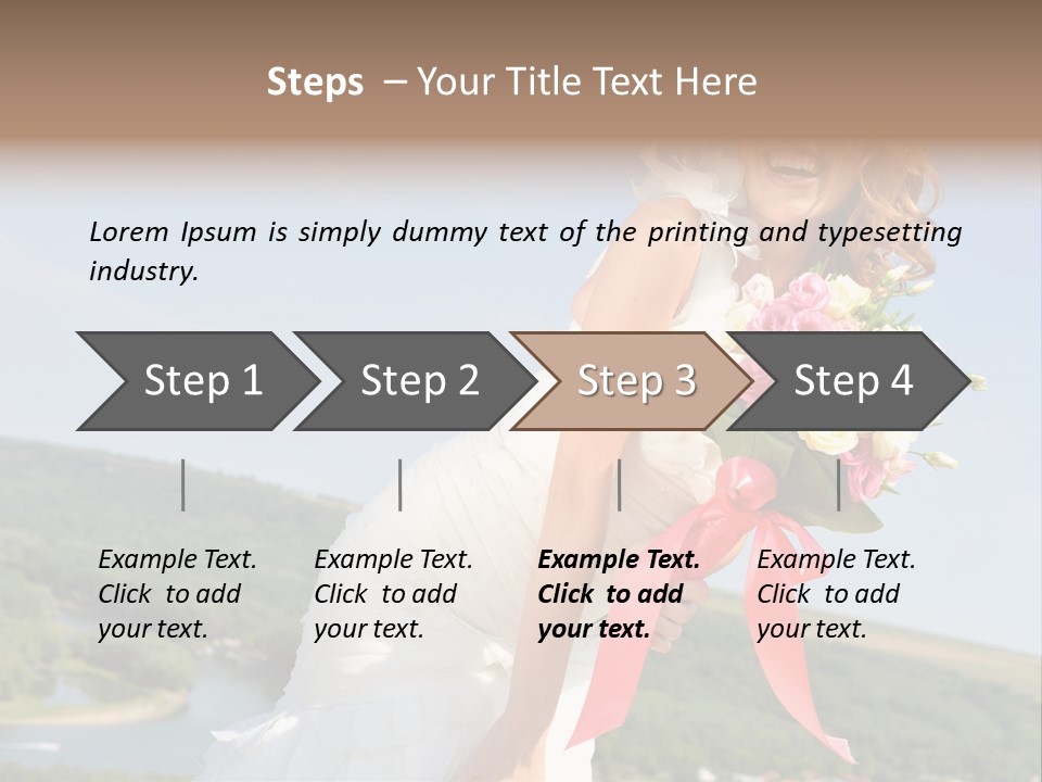 A Woman In A White Dress Holding A Bouquet Of Flowers PowerPoint Template