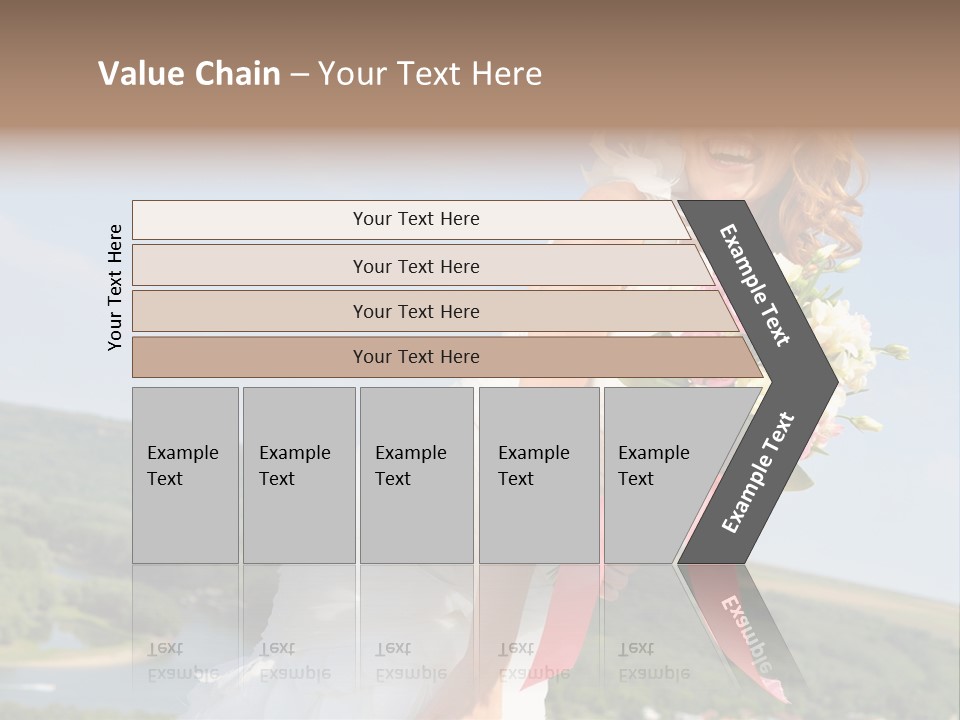 A Woman In A White Dress Holding A Bouquet Of Flowers PowerPoint Template