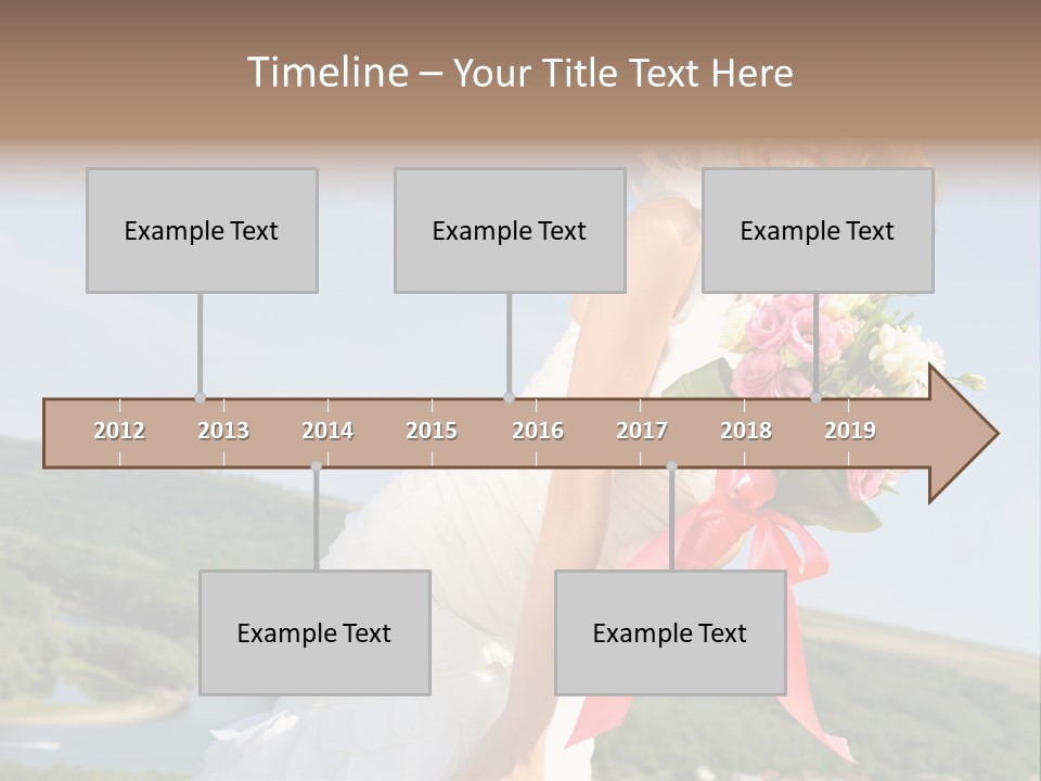 A Woman In A White Dress Holding A Bouquet Of Flowers PowerPoint Template