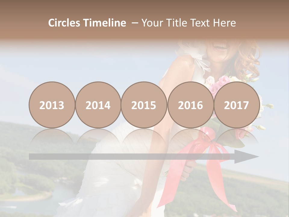 A Woman In A White Dress Holding A Bouquet Of Flowers PowerPoint Template