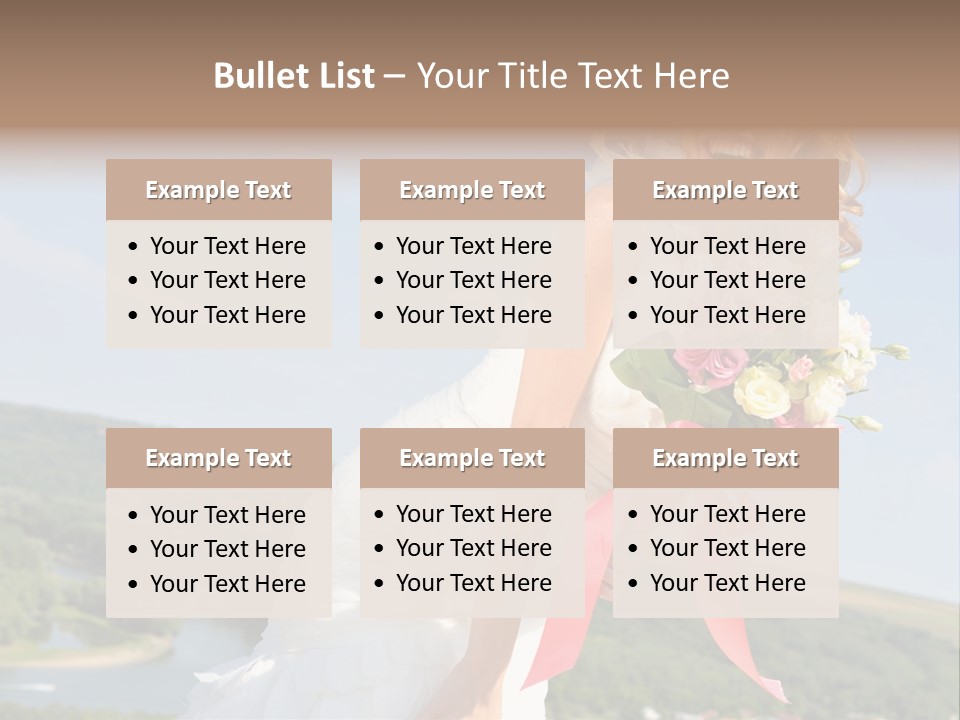 A Woman In A White Dress Holding A Bouquet Of Flowers PowerPoint Template