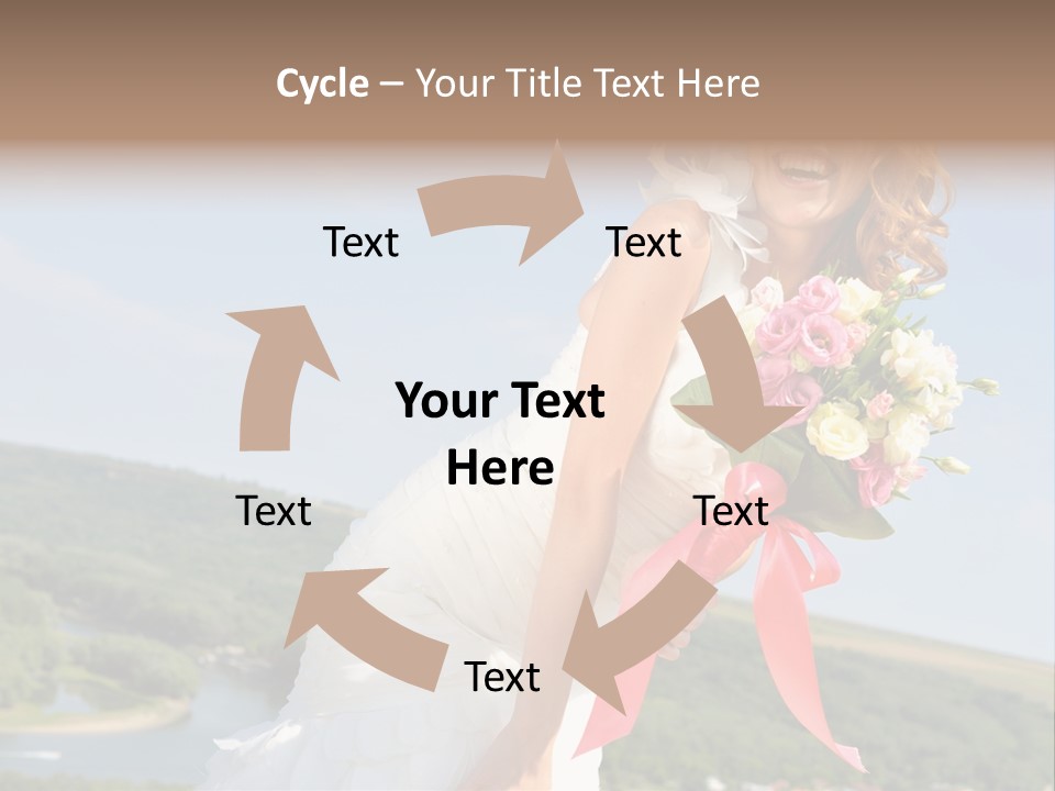 A Woman In A White Dress Holding A Bouquet Of Flowers PowerPoint Template