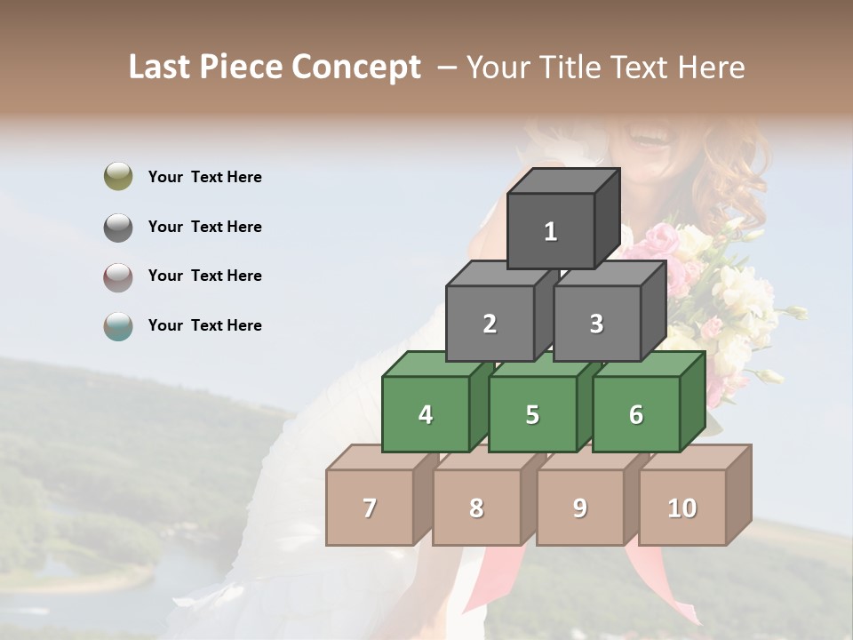 A Woman In A White Dress Holding A Bouquet Of Flowers PowerPoint Template