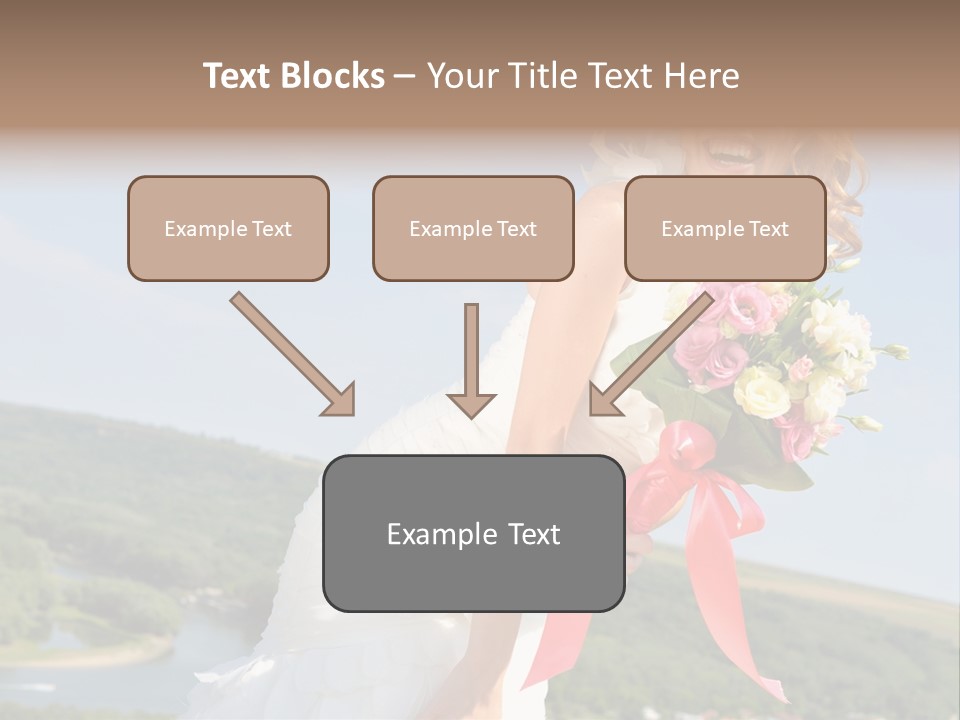 A Woman In A White Dress Holding A Bouquet Of Flowers PowerPoint Template