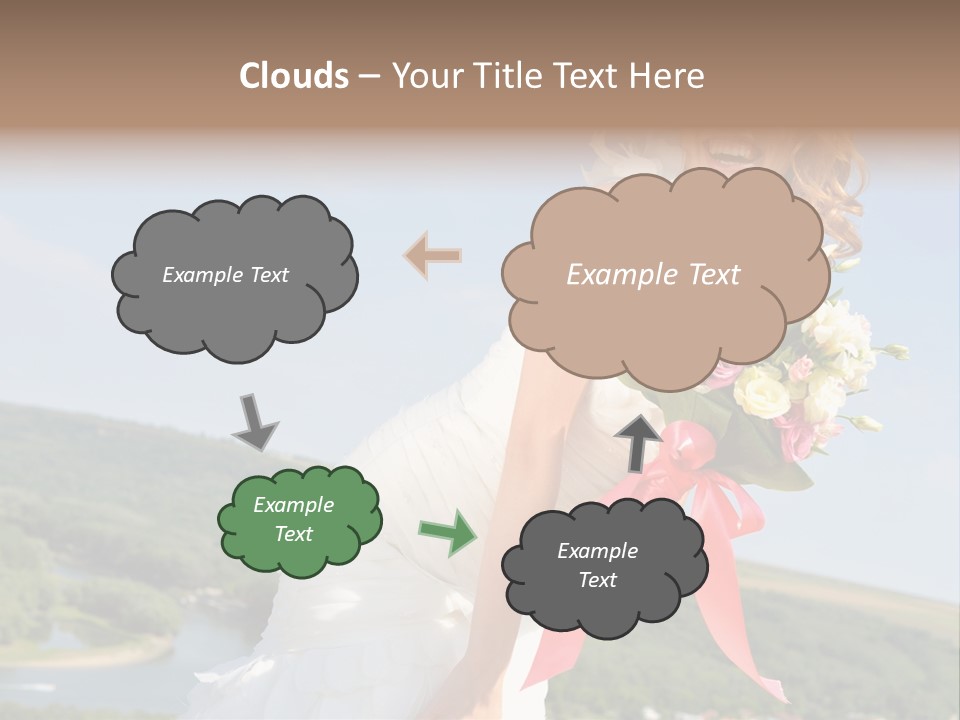 A Woman In A White Dress Holding A Bouquet Of Flowers PowerPoint Template