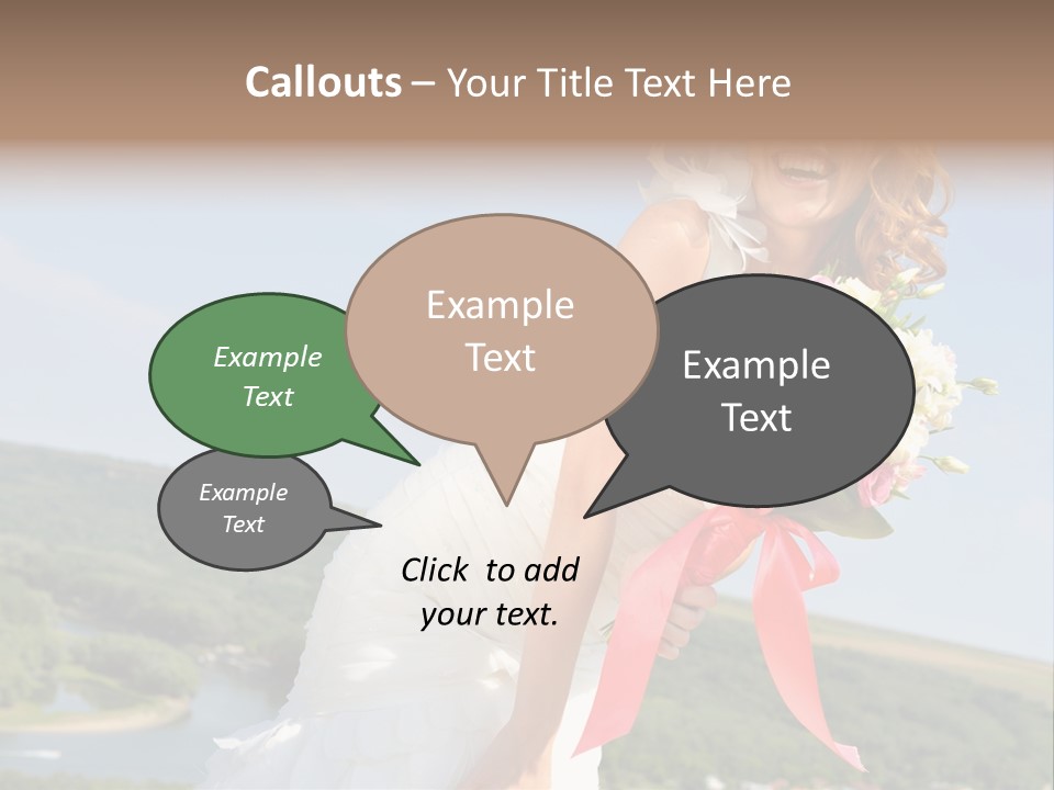 A Woman In A White Dress Holding A Bouquet Of Flowers PowerPoint Template