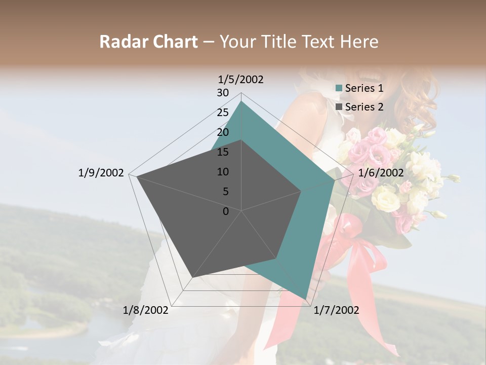 A Woman In A White Dress Holding A Bouquet Of Flowers PowerPoint Template