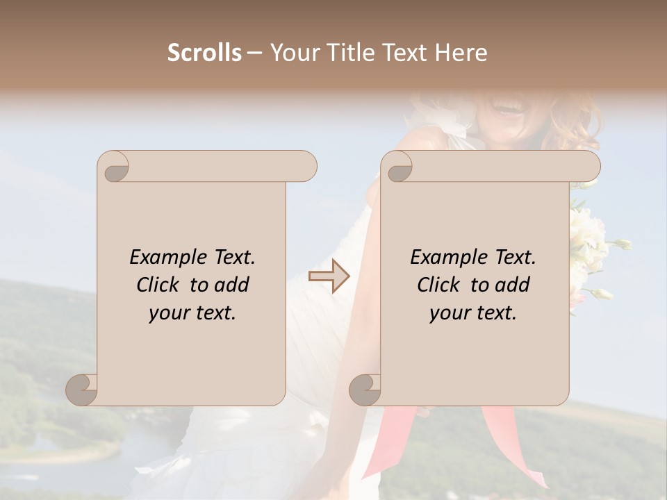 A Woman In A White Dress Holding A Bouquet Of Flowers PowerPoint Template