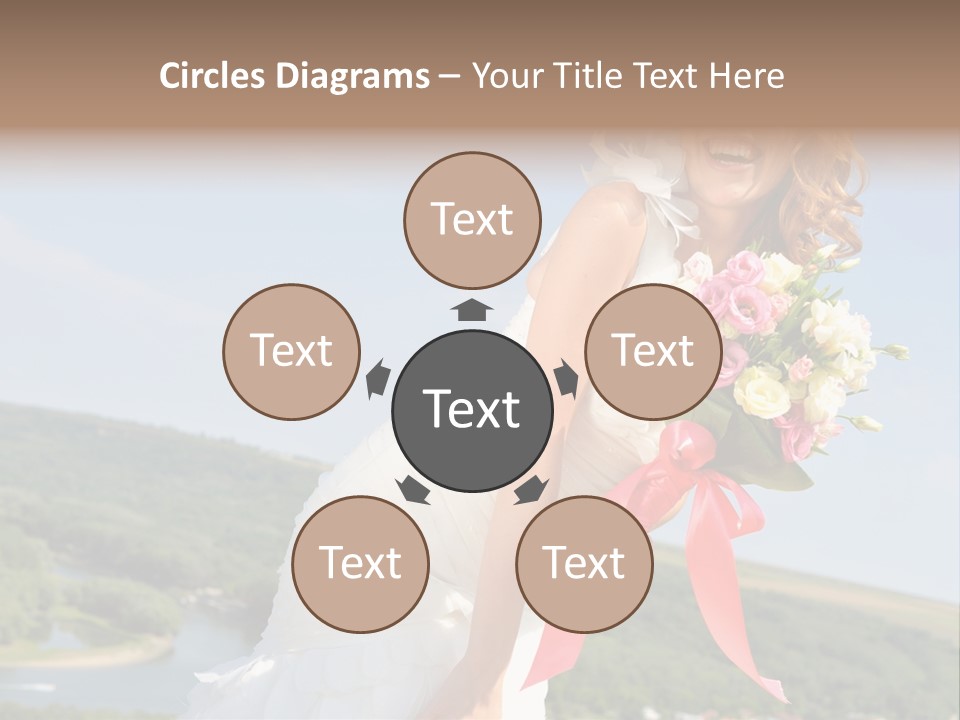 A Woman In A White Dress Holding A Bouquet Of Flowers PowerPoint Template