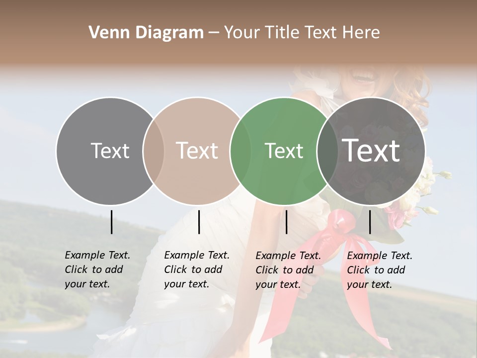 A Woman In A White Dress Holding A Bouquet Of Flowers PowerPoint Template