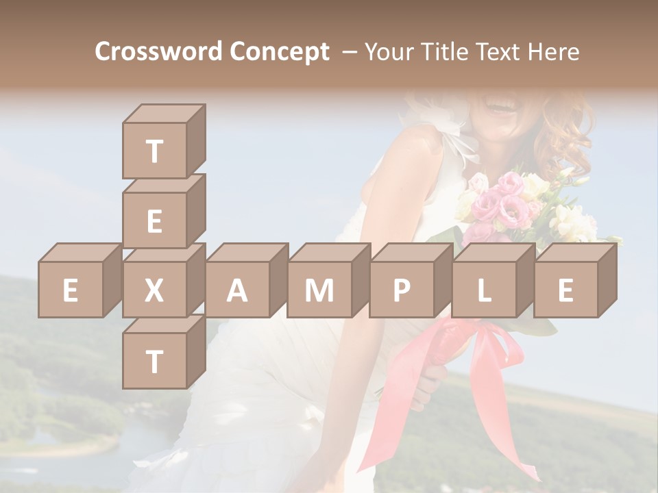 A Woman In A White Dress Holding A Bouquet Of Flowers PowerPoint Template