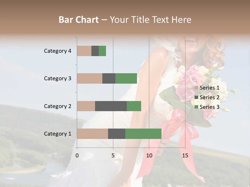 A Woman In A White Dress Holding A Bouquet Of Flowers PowerPoint Template