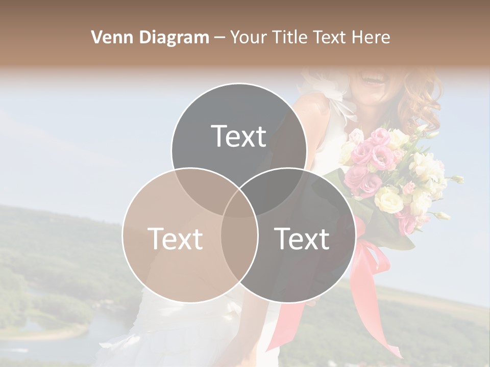 A Woman In A White Dress Holding A Bouquet Of Flowers PowerPoint Template