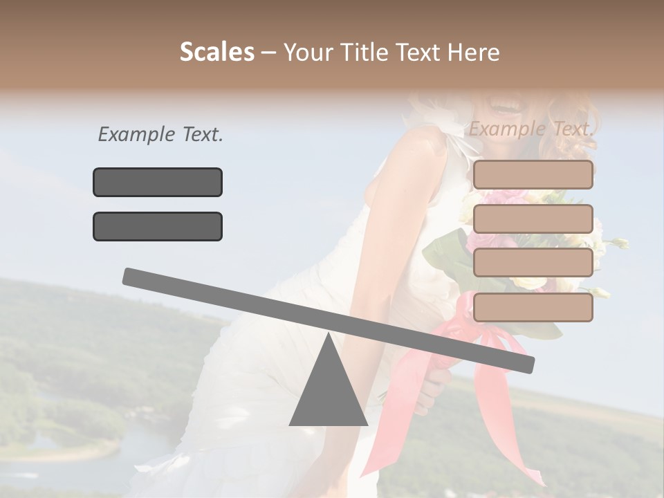 A Woman In A White Dress Holding A Bouquet Of Flowers PowerPoint Template