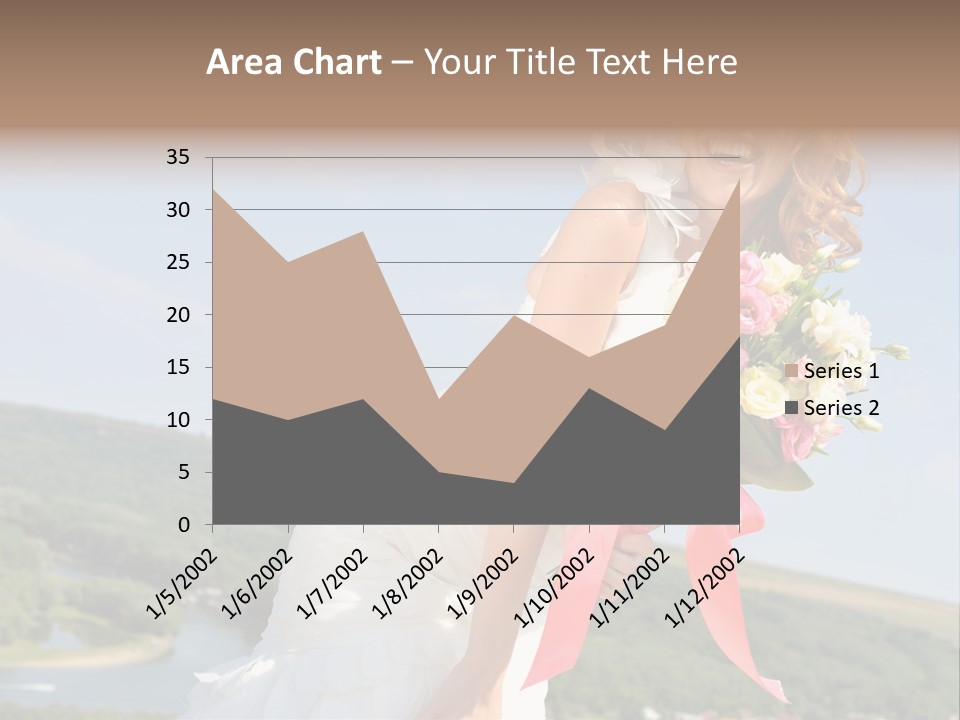 A Woman In A White Dress Holding A Bouquet Of Flowers PowerPoint Template