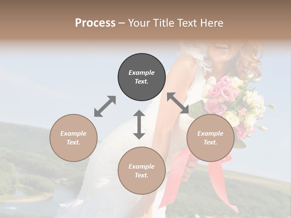 A Woman In A White Dress Holding A Bouquet Of Flowers PowerPoint Template