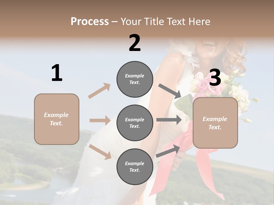 A Woman In A White Dress Holding A Bouquet Of Flowers PowerPoint Template