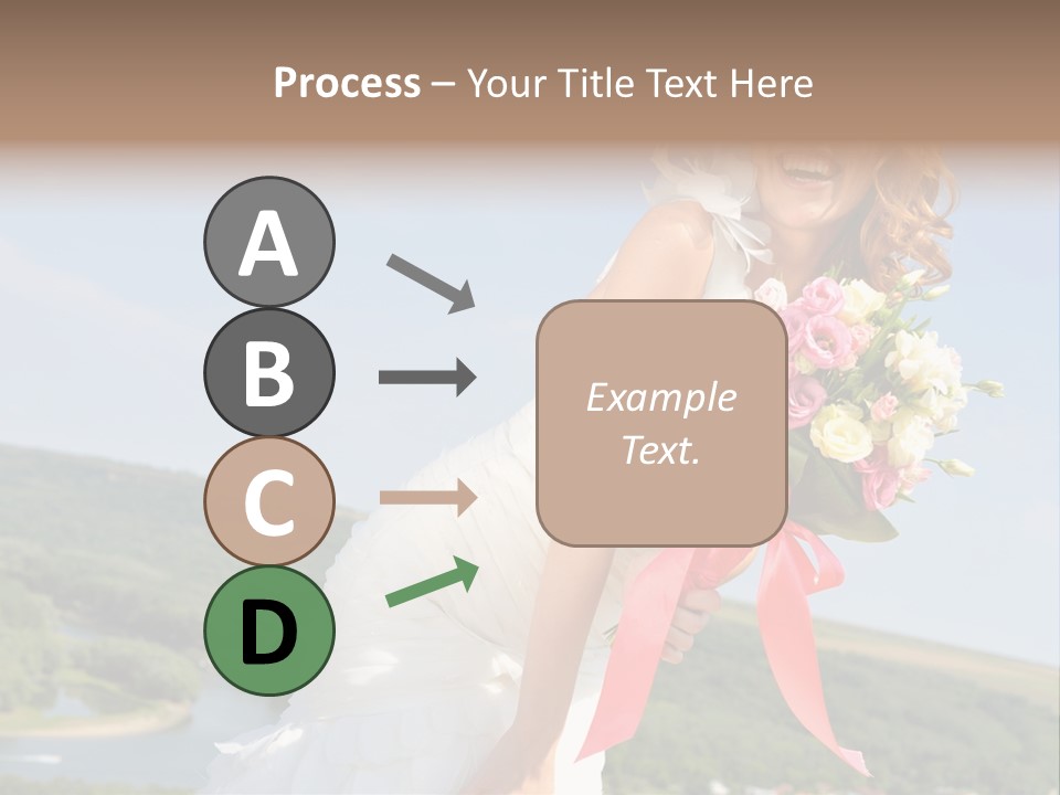 A Woman In A White Dress Holding A Bouquet Of Flowers PowerPoint Template