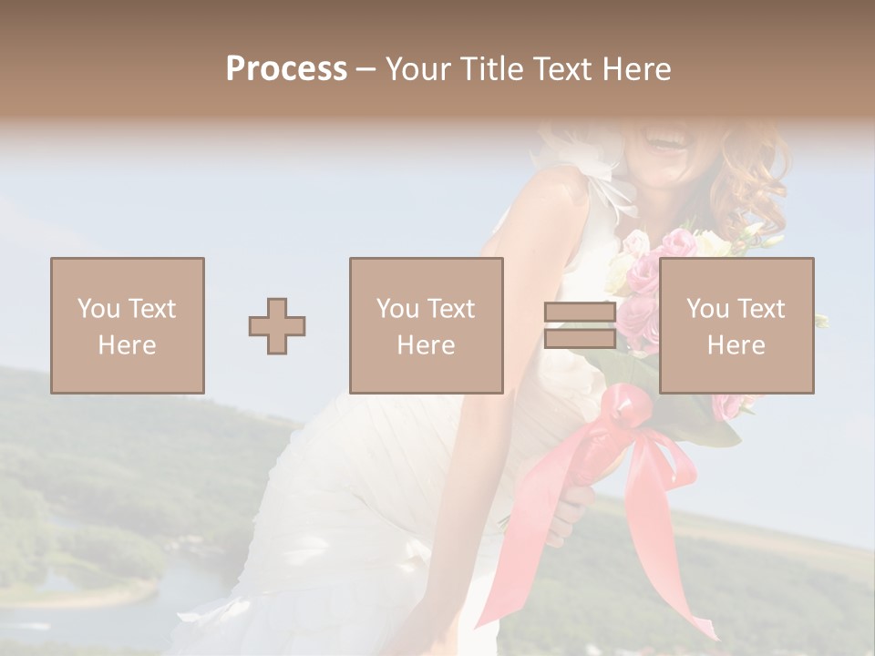 A Woman In A White Dress Holding A Bouquet Of Flowers PowerPoint Template