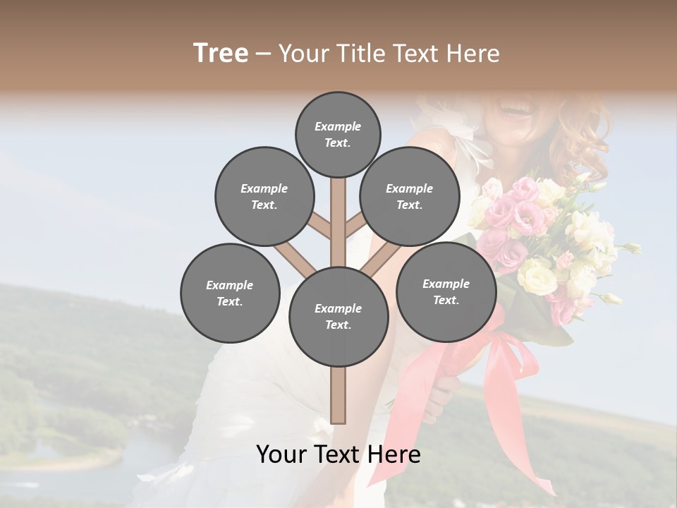 A Woman In A White Dress Holding A Bouquet Of Flowers PowerPoint Template