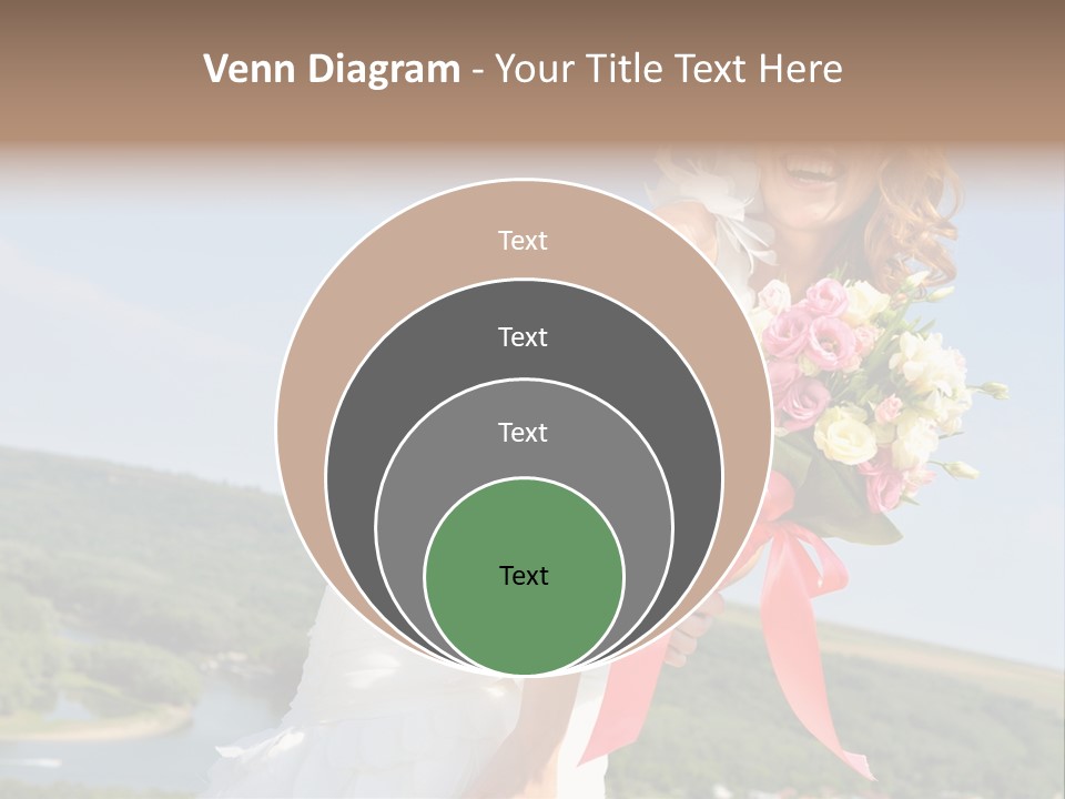 A Woman In A White Dress Holding A Bouquet Of Flowers PowerPoint Template