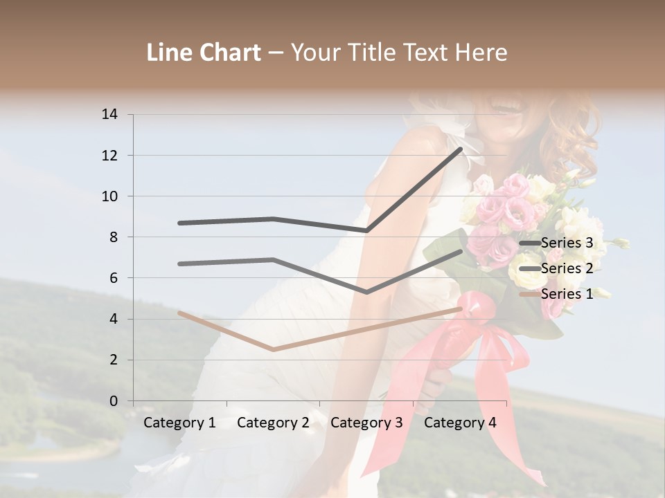 A Woman In A White Dress Holding A Bouquet Of Flowers PowerPoint Template