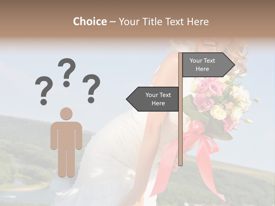 A Woman In A White Dress Holding A Bouquet Of Flowers PowerPoint Template