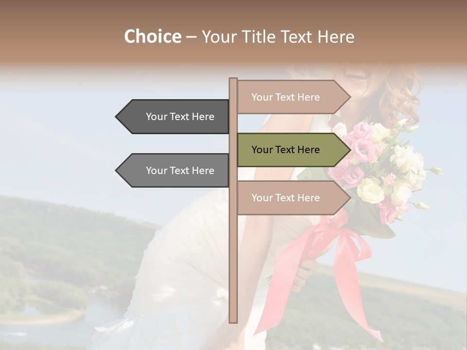 A Woman In A White Dress Holding A Bouquet Of Flowers PowerPoint Template