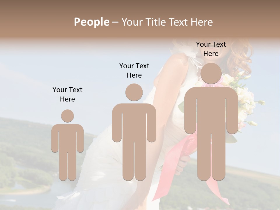 A Woman In A White Dress Holding A Bouquet Of Flowers PowerPoint Template