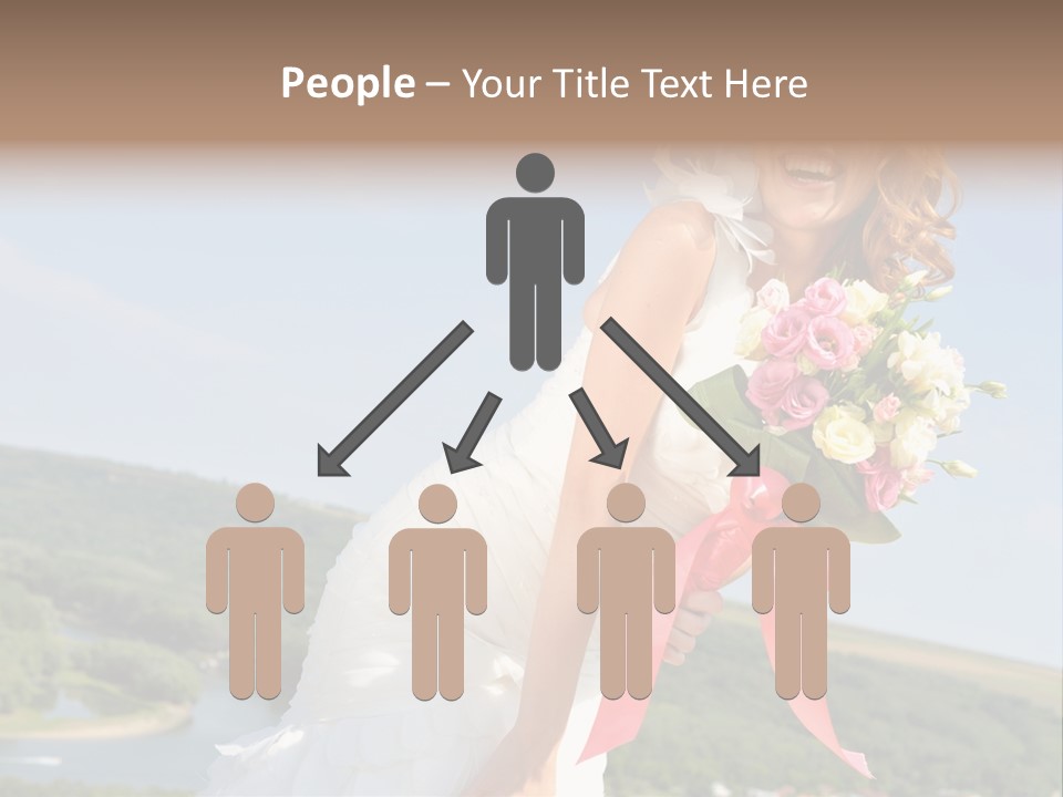A Woman In A White Dress Holding A Bouquet Of Flowers PowerPoint Template