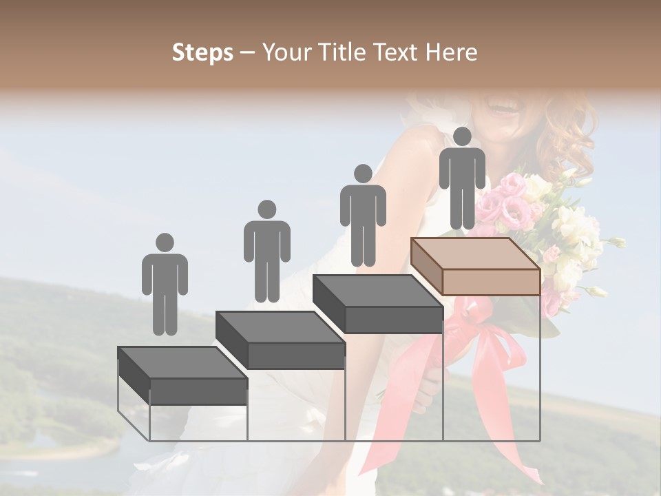 A Woman In A White Dress Holding A Bouquet Of Flowers PowerPoint Template