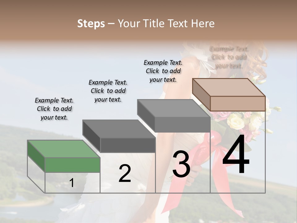 A Woman In A White Dress Holding A Bouquet Of Flowers PowerPoint Template