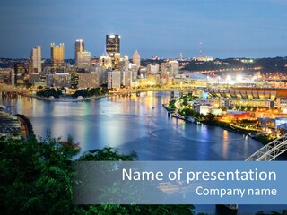 Monongahela River Office Buildings West End Bridge PowerPoint Template