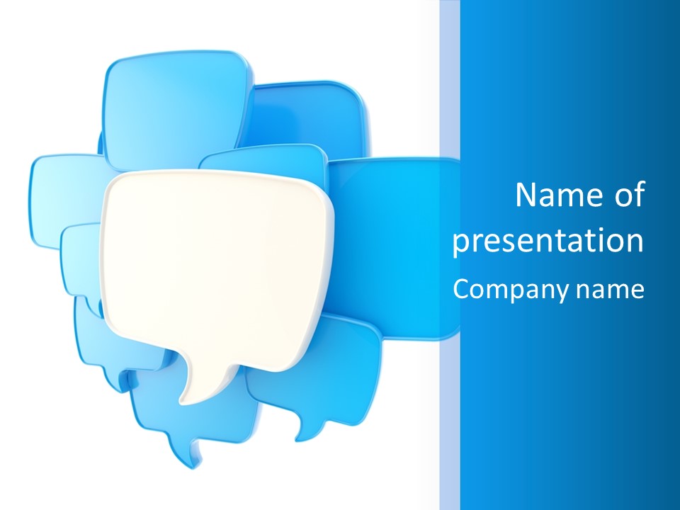 A Group Of Blue Speech Bubbles On A Blue And White Background PowerPoint Template