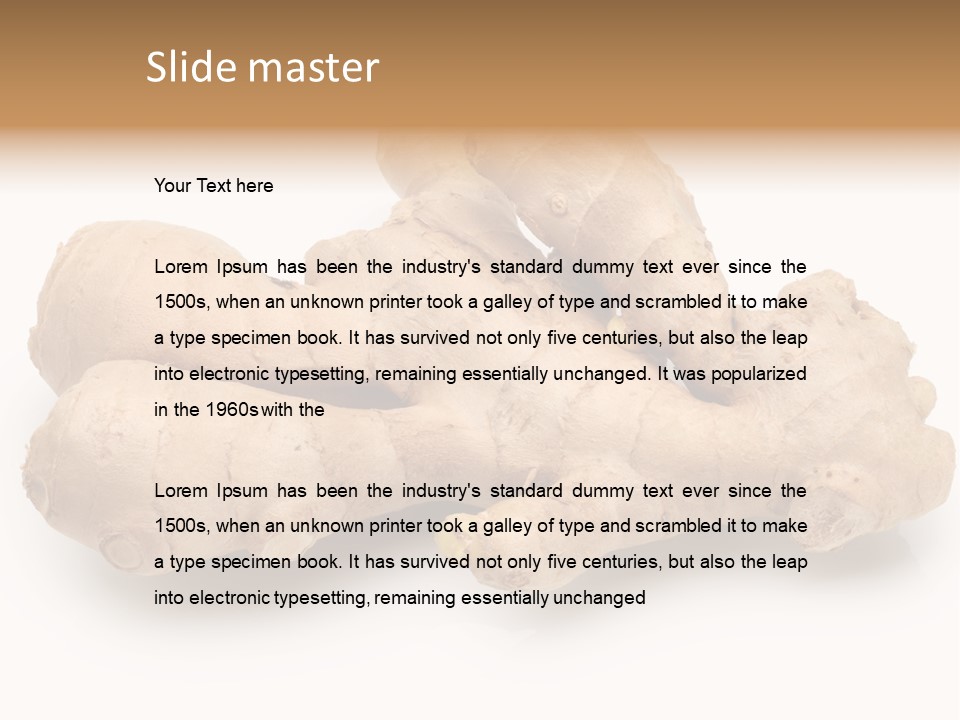 A Close Up Of A Ginger Root On A White Background PowerPoint Template