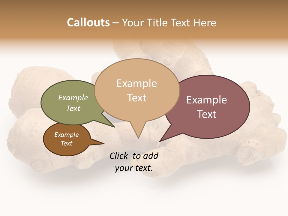 A Close Up Of A Ginger Root On A White Background PowerPoint Template