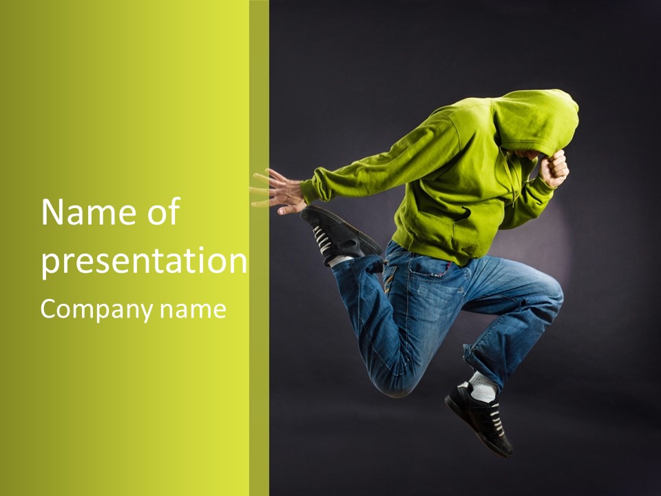 A Man Jumping In The Air With A Skateboard PowerPoint Template